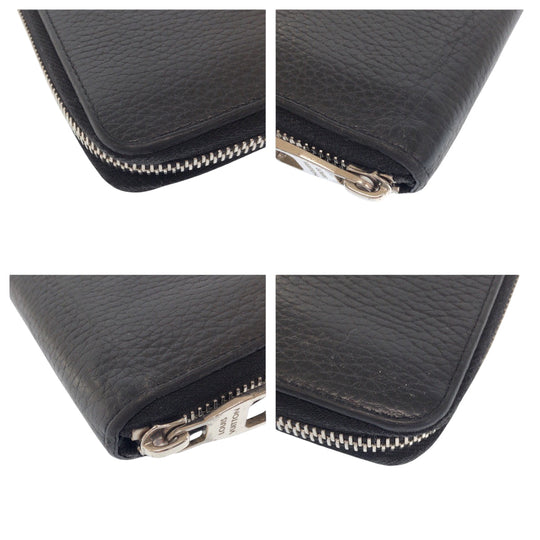 LOUIS VUITTON Long Wallet Purse M58412 leather Black SilverMetal Long Wallet Purse Zip Around Zippy Wallet Vertical mens Used Authentic