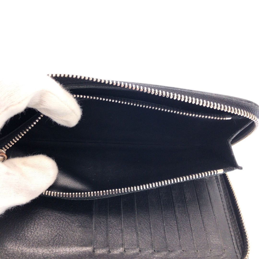 LOUIS VUITTON Long Wallet Purse M58412 leather Black SilverMetal Long Wallet Purse Zip Around Zippy Wallet Vertical mens Used Authentic