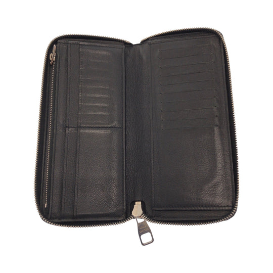 LOUIS VUITTON Long Wallet Purse M58412 leather Black SilverMetal Long Wallet Purse Zip Around Zippy Wallet Vertical mens Used Authentic