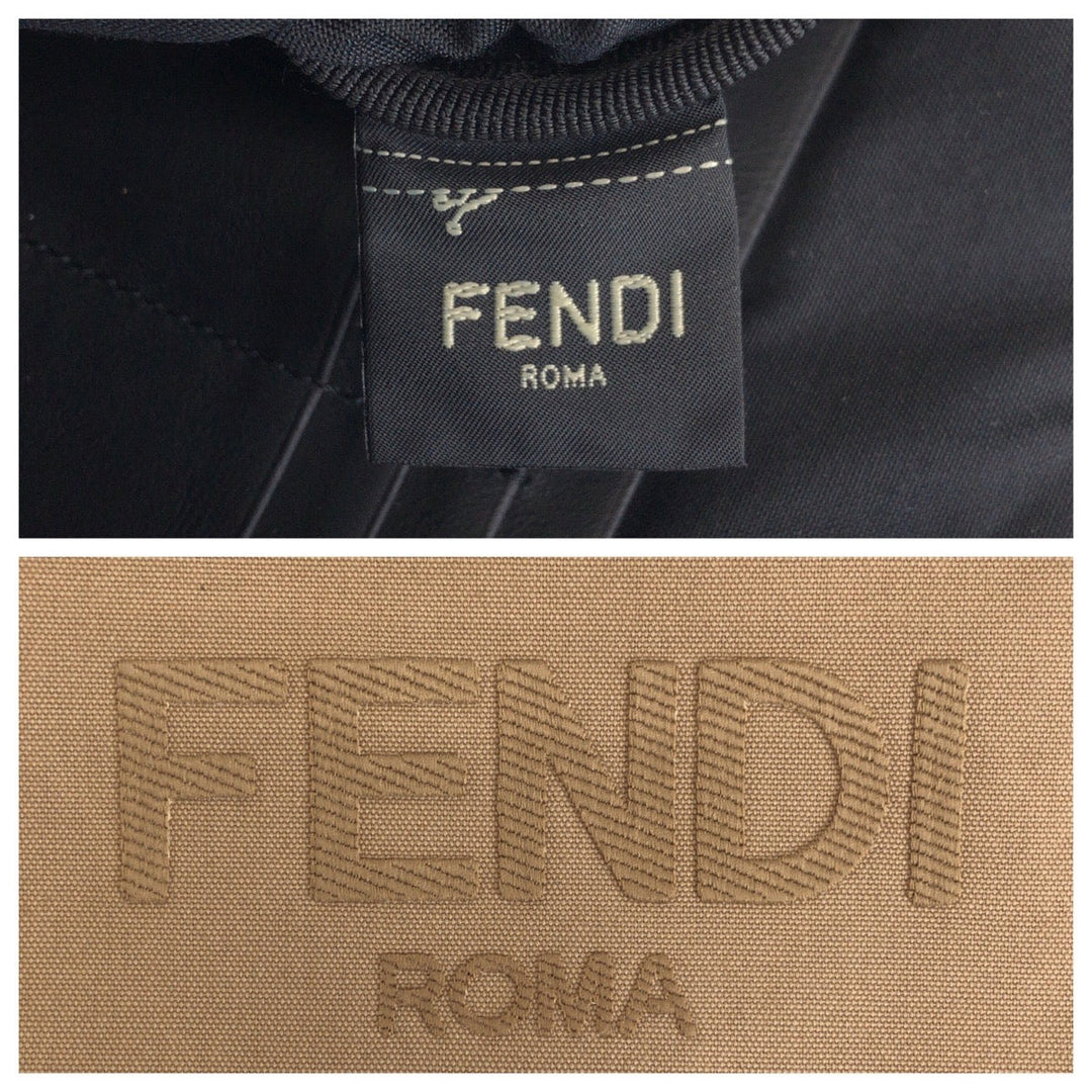 FENDI Clutch bag canvas Beige SilverMetal Clutch bag business bag pouch logo Women Used Authentic
