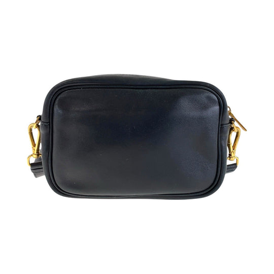 PRADA Shoulder Bag leather Red Black Gold Metal Shoulder Bag pochette ribbon Women Used Authentic