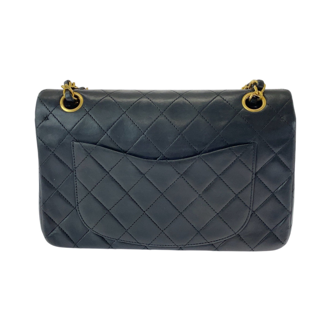 CHANEL Shoulder Bag lambskin Black GoldMetal ChainShoulder Bag Mattasse double flap COCO Mark Turnlock Women Used Authentic