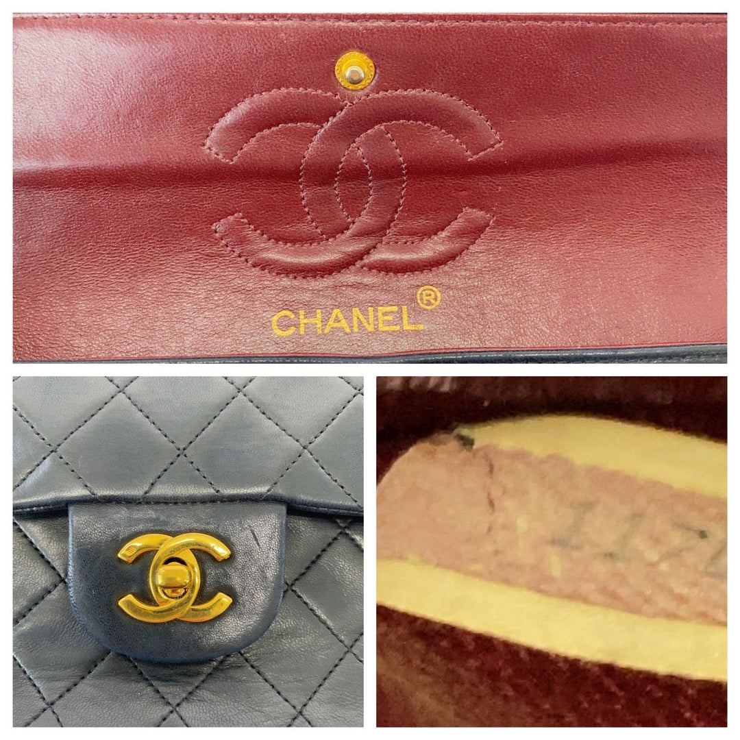 CHANEL Shoulder Bag lambskin Black GoldMetal ChainShoulder Bag Mattasse double flap COCO Mark Turnlock Women Used Authentic