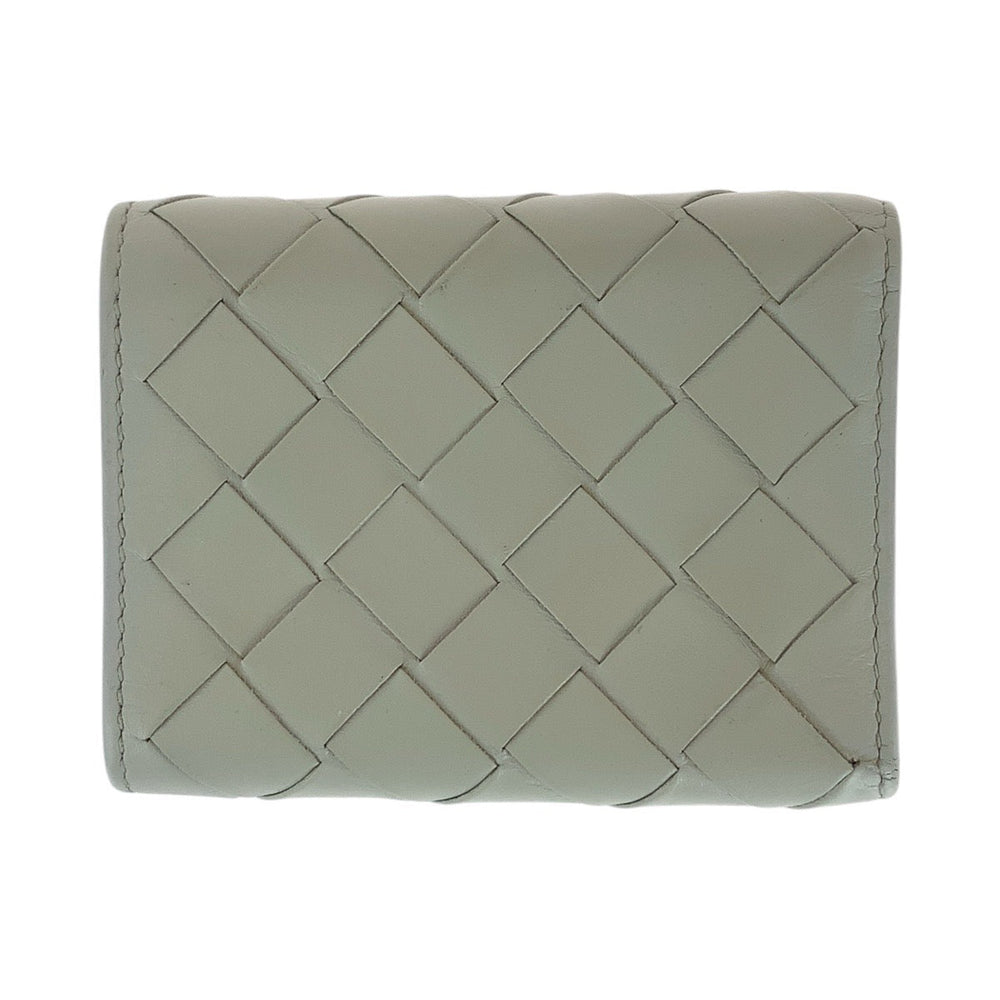 BOTTEGAVENETA Tri-fold wallet 609285 leather Gray Gunmetal Folding wallet Compact wallet Unisex INTRECCIATO Women Used Authentic