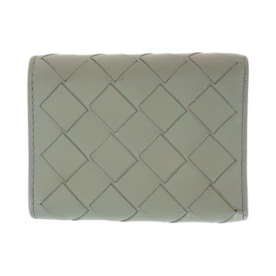 BOTTEGAVENETA Tri-fold wallet 609285 leather Gray Gunmetal Folding wallet Compact wallet Unisex INTRECCIATO Women Used Authentic