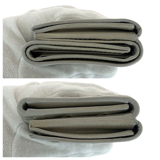 BOTTEGAVENETA Tri-fold wallet 609285 leather Gray Gunmetal Folding wallet Compact wallet Unisex INTRECCIATO Women Used Authentic