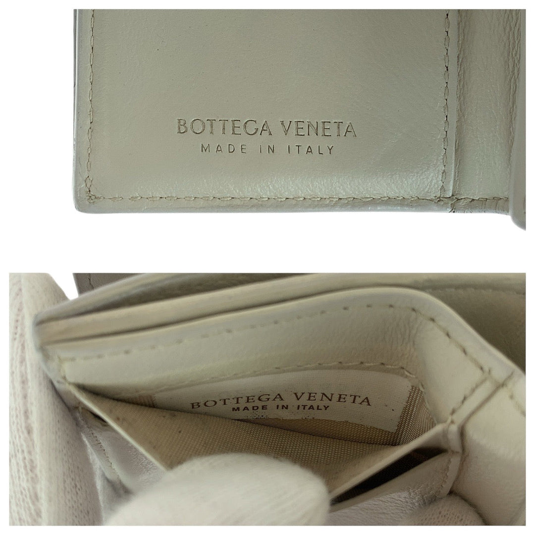 BOTTEGAVENETA Tri-fold wallet 609285 leather Gray Gunmetal Folding wallet Compact wallet Unisex INTRECCIATO Women Used Authentic