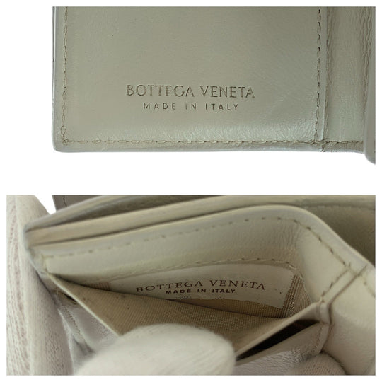 BOTTEGAVENETA Tri-fold wallet 609285 leather Gray Gunmetal Folding wallet Compact wallet Unisex INTRECCIATO Women Used Authentic