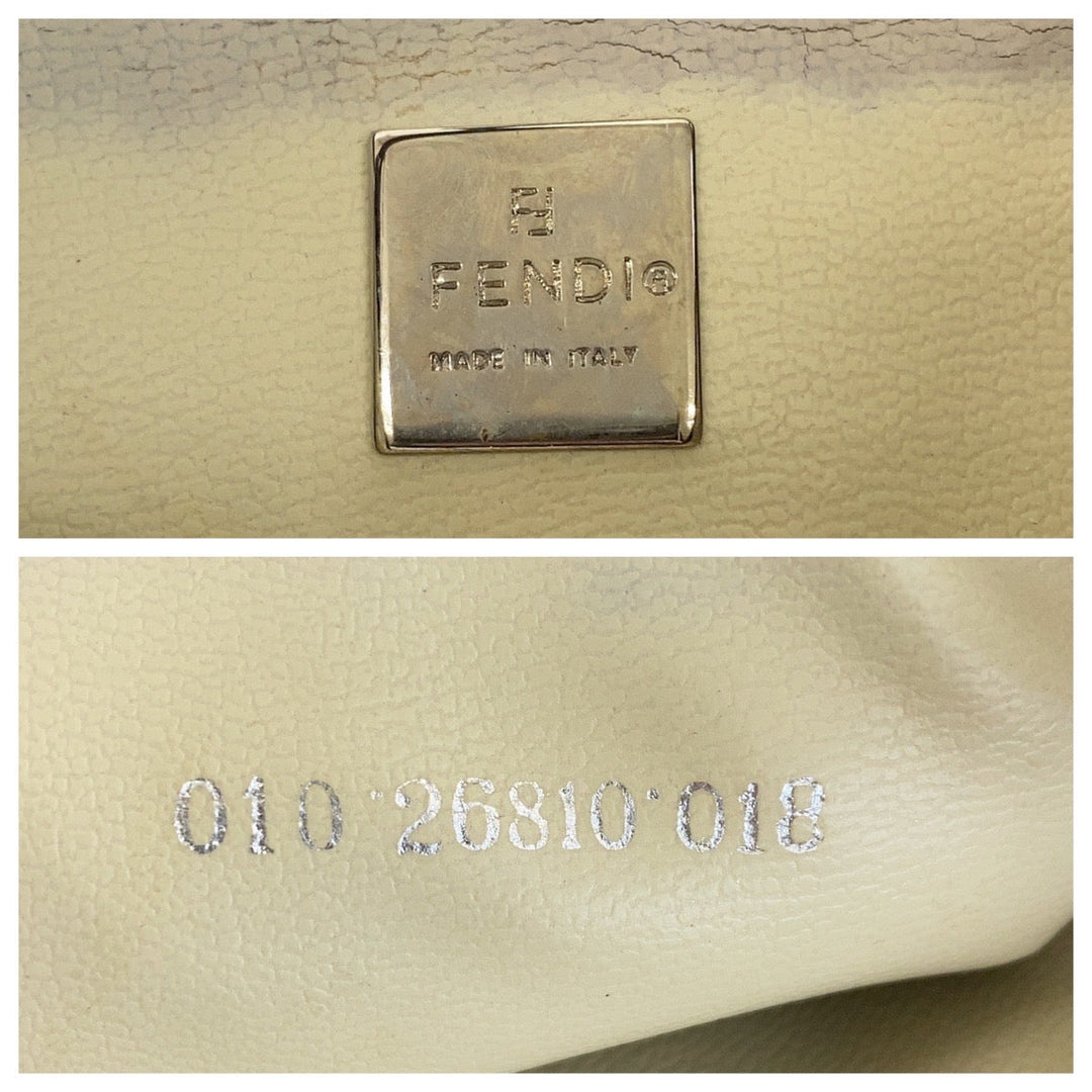 FENDI Shoulder Bag Canvas, Leather Brown Silver Metal Shoulder Bag accessory pouch Zucca Women Used Authentic