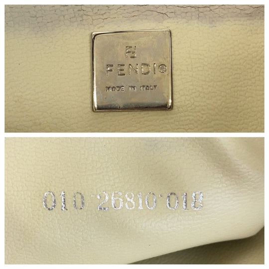 FENDI Shoulder Bag Canvas, Leather Brown Silver Metal Shoulder Bag accessory pouch Zucca Women Used Authentic