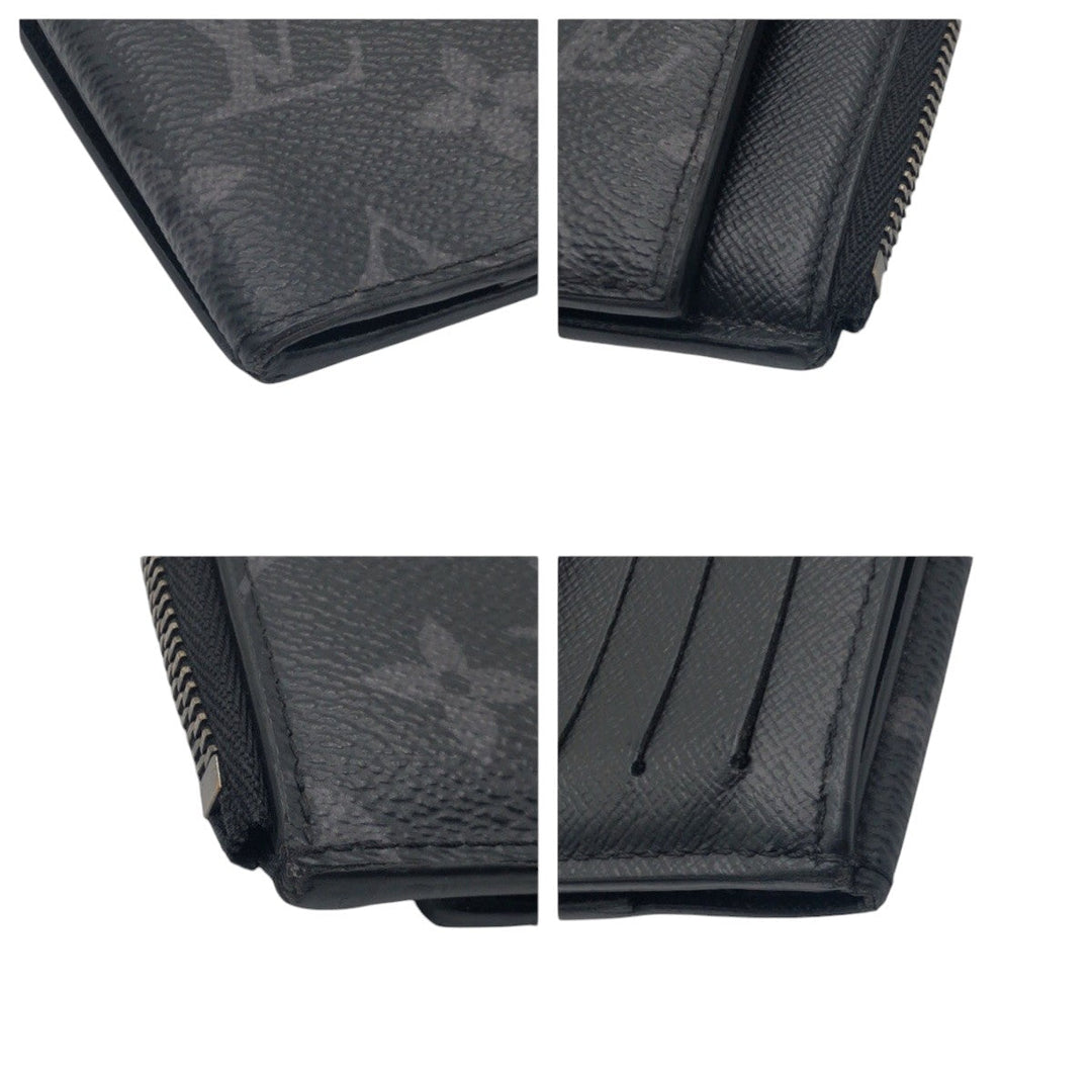 LOUIS VUITTON Bifold Wallet M81568 PVC Black SilverMetal Folding wallet Compact wallet Fragment case Monogram Eclipse hybrid wallet mens Used Authentic