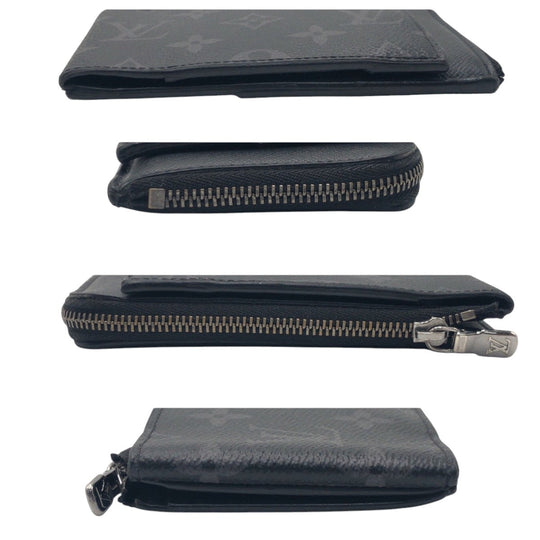 LOUIS VUITTON Bifold Wallet M81568 PVC Black SilverMetal Folding wallet Compact wallet Fragment case Monogram Eclipse hybrid wallet mens Used Authentic