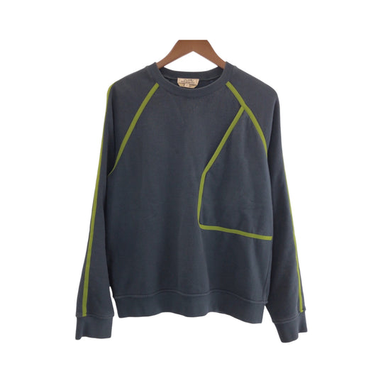 HERMES sweat cotton Dark Green Light Green Sweatshirts Trainers Goscolor mens M Used Authentic