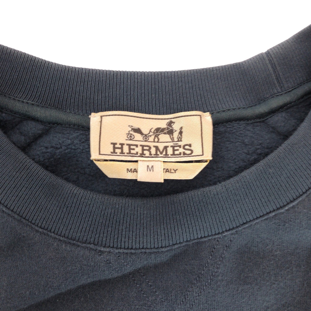 HERMES sweat cotton Dark Green Light Green Sweatshirts Trainers Goscolor mens M Used Authentic