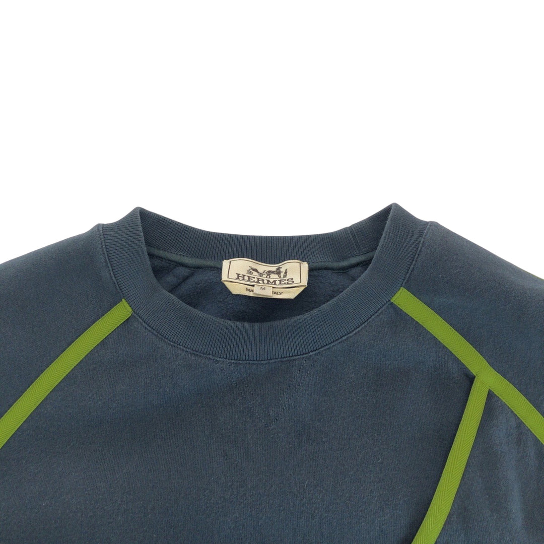 HERMES sweat cotton Dark Green Light Green Sweatshirts Trainers Goscolor mens M Used Authentic
