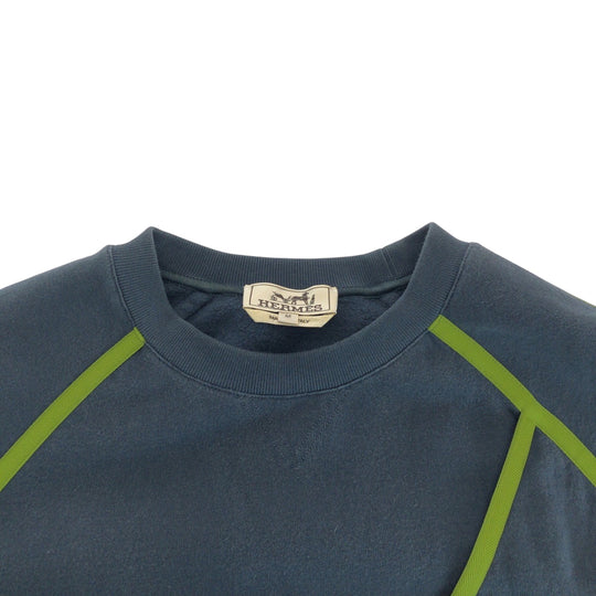 HERMES sweat cotton Dark Green Light Green Sweatshirts Trainers Goscolor mens M Used Authentic