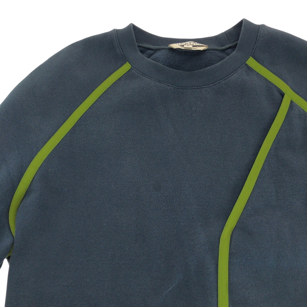 HERMES sweat cotton Dark Green Light Green Sweatshirts Trainers Goscolor mens M Used Authentic