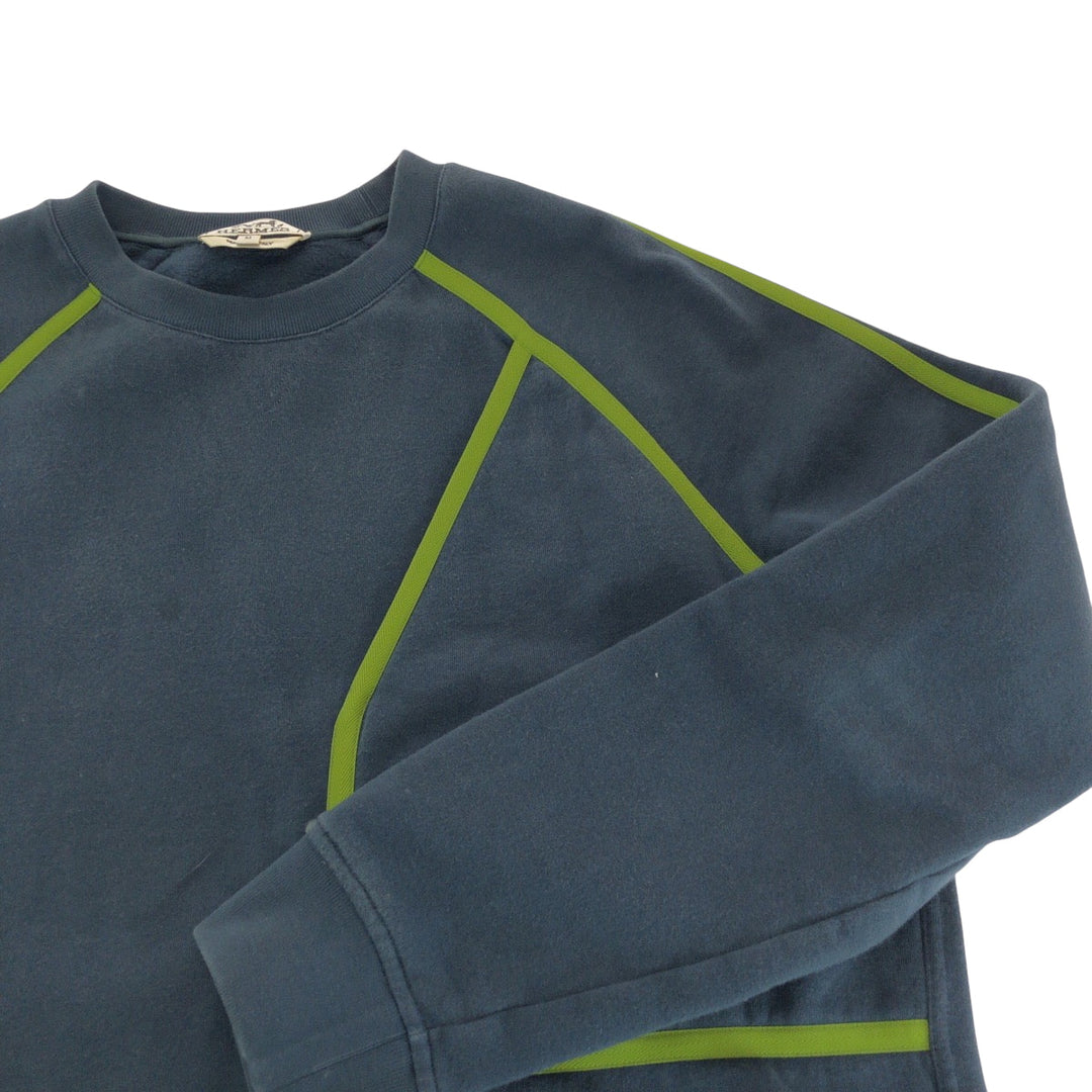 HERMES sweat cotton Dark Green Light Green Sweatshirts Trainers Goscolor mens M Used Authentic