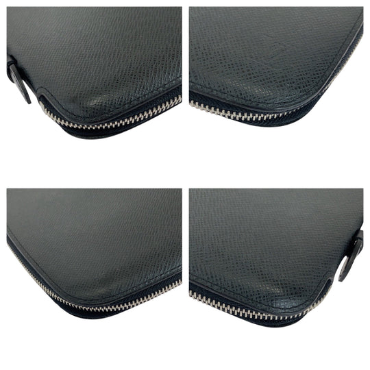 LOUIS VUITTON Long Wallet Purse M30652 Taiga Black SilverMetal Long Wallet Purse Taiga Organizer Atoll mens Used Authentic
