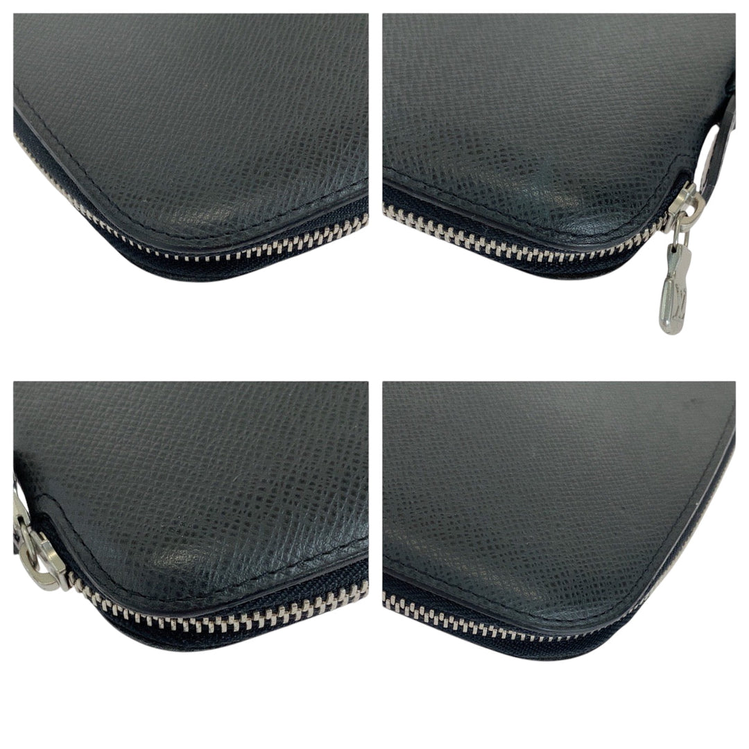 LOUIS VUITTON Long Wallet Purse M30652 Taiga Black SilverMetal Long Wallet Purse Taiga Organizer Atoll mens Used Authentic