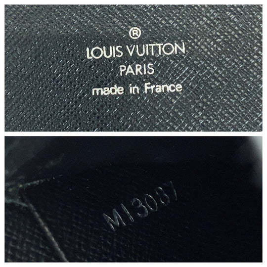 LOUIS VUITTON Long Wallet Purse M30652 Taiga Black SilverMetal Long Wallet Purse Taiga Organizer Atoll mens Used Authentic