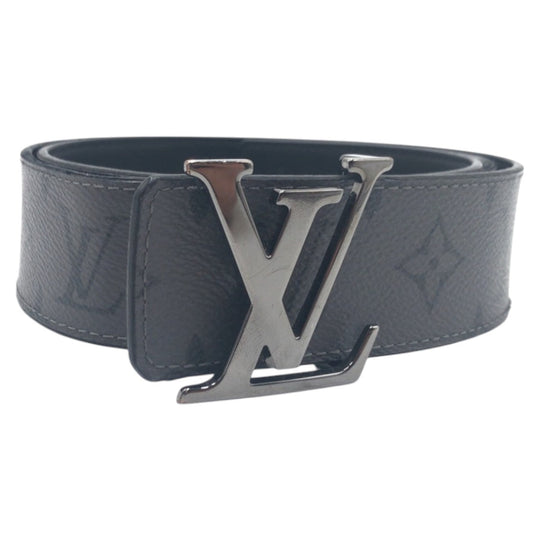 LOUIS VUITTON belt M0285 PVC Grey Black Silver Monogram LV initials mens Used Authentic
