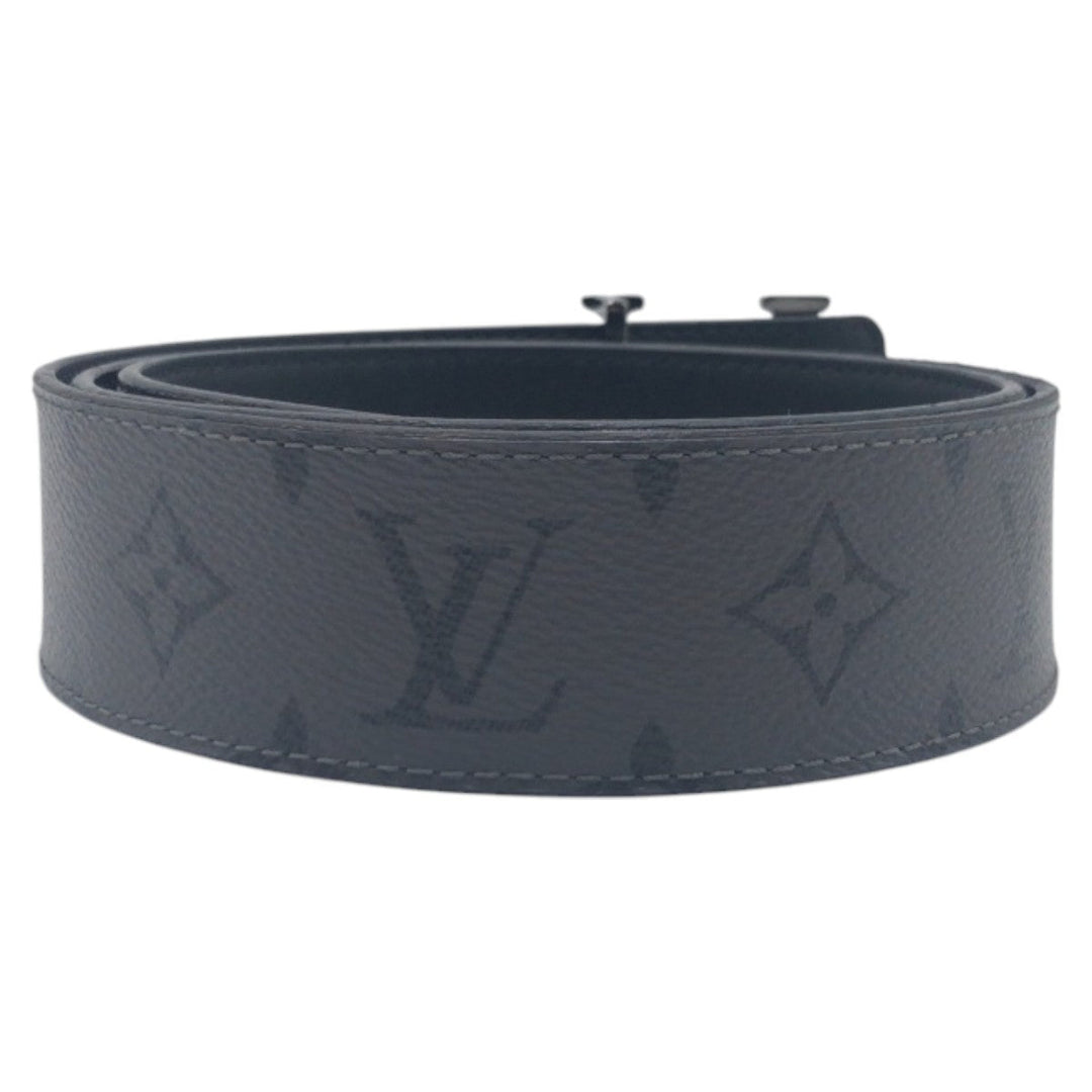 LOUIS VUITTON belt M0285 PVC Grey Black Silver Monogram LV initials mens Used Authentic