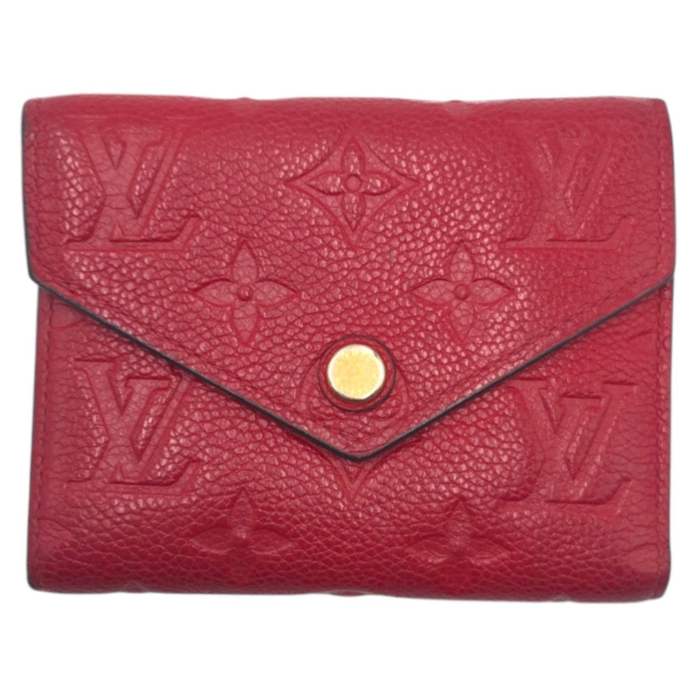 LOUIS VUITTON Tri-fold wallet M63701 PVC Red Scarlet Gold Folding wallet Compact wallet Monogram Unplant Portefeuille Victorine Women Used Authentic