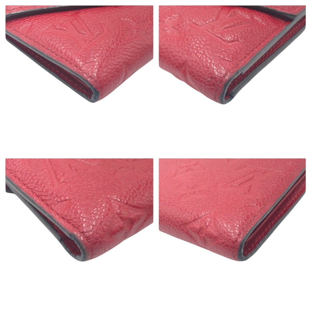 LOUIS VUITTON Tri-fold wallet M63701 PVC Red Scarlet Gold Folding wallet Compact wallet Monogram Unplant Portefeuille Victorine Women Used Authentic