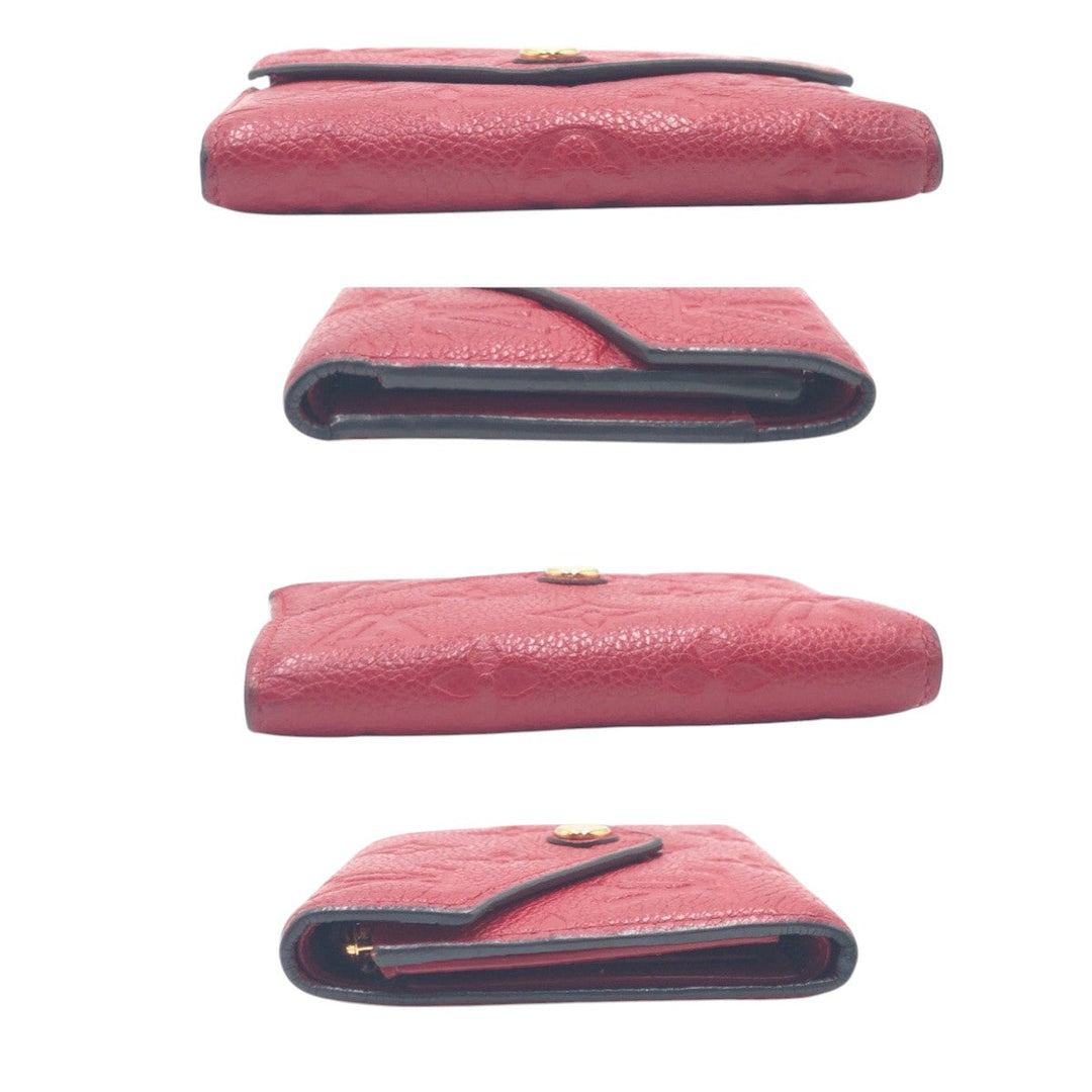 LOUIS VUITTON Tri-fold wallet M63701 PVC Red Scarlet Gold Folding wallet Compact wallet Monogram Unplant Portefeuille Victorine Women Used Authentic