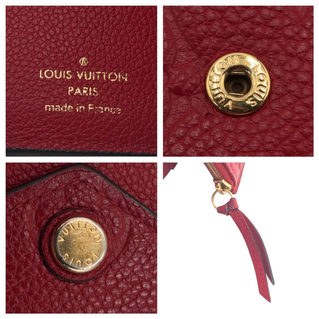 LOUIS VUITTON Tri-fold wallet M63701 PVC Red Scarlet Gold Folding wallet Compact wallet Monogram Unplant Portefeuille Victorine Women Used Authentic