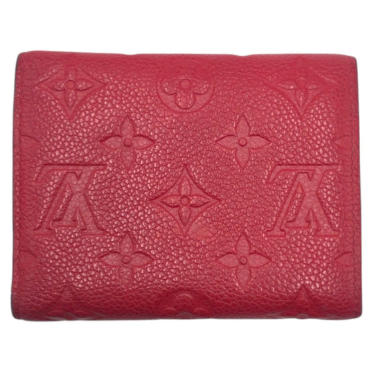 LOUIS VUITTON Tri-fold wallet M63701 PVC Red Scarlet Gold Folding wallet Compact wallet Monogram Unplant Portefeuille Victorine Women Used Authentic