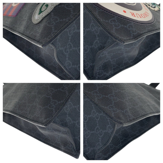 GUCCI Tote Bag 495559 GG Supreme canvas, leather Black Black Multicolor SilverMetal Tote Bag Shoulder Bag 2way Sherry Line Courier Emblem embroidery mens Used Authentic