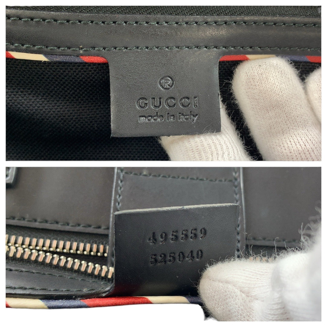 GUCCI Tote Bag 495559 GG Supreme canvas, leather Black Black Multicolor SilverMetal Tote Bag Shoulder Bag 2way Sherry Line Courier Emblem embroidery mens Used Authentic
