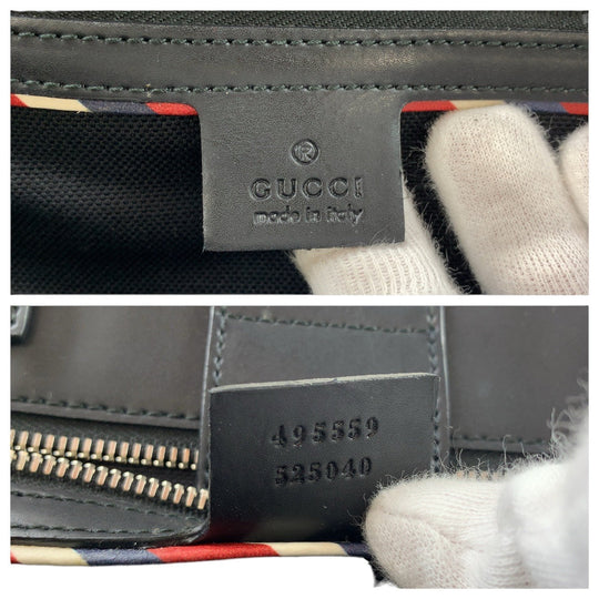GUCCI Tote Bag 495559 GG Supreme canvas, leather Black Black Multicolor SilverMetal Tote Bag Shoulder Bag 2way Sherry Line Courier Emblem embroidery mens Used Authentic