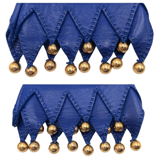 HERMES gloves leather blue Gloves gloves Women 6.5 Used Authentic