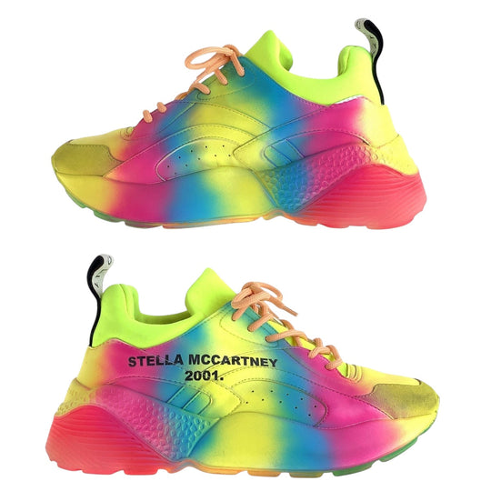 Stella McCartney sneakers Polyester, Rubber Multicolor Rainbow Yellow Women 39 Used Authentic