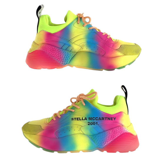 Stella McCartney sneakers Polyester, Rubber Multicolor Rainbow Yellow Women 39 Used Authentic