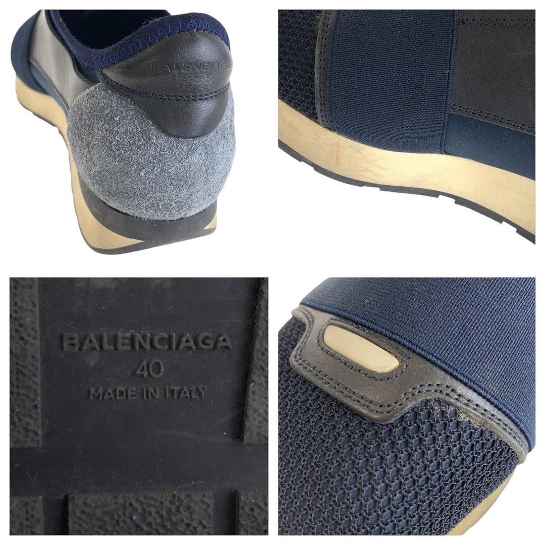 BALENCIAGA sneakers Leather, Nylon, Polyamide Navy black sneakers Women 40 Used Authentic