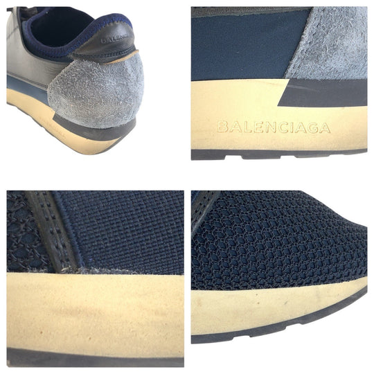 BALENCIAGA sneakers Leather, Nylon, Polyamide Navy black sneakers Women 40 Used Authentic
