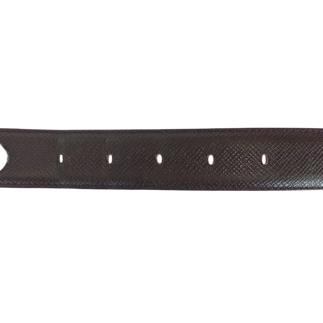 LOUIS VUITTON belt M6843 leather Purple SilverMetal Taiga Saintur Classic mens 44 Used Authentic