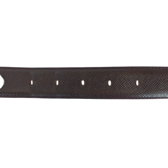 LOUIS VUITTON belt M6843 leather Purple SilverMetal Taiga Saintur Classic mens 44 Used Authentic