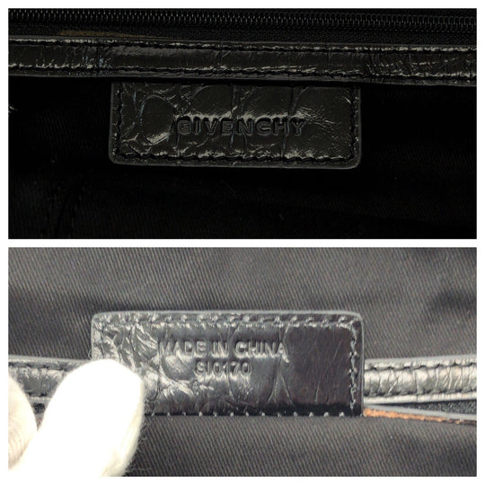 Givenchy Shoulder Bag SI0170 leather Black GoldMetal Shoulder Bag Handbag 2way Nightingale Embossing Women Used Authentic