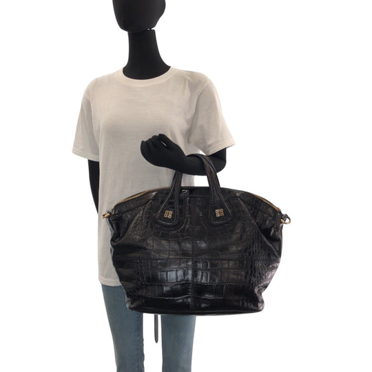 Givenchy Shoulder Bag SI0170 leather Black GoldMetal Shoulder Bag Handbag 2way Nightingale Embossing Women Used Authentic