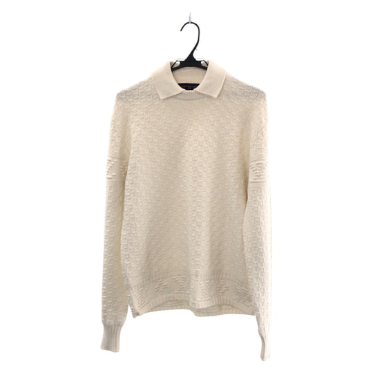 LOUIS VUITTON knit Nylon, Rayon, Wool white Knit sweater Damier mens S Used Authentic