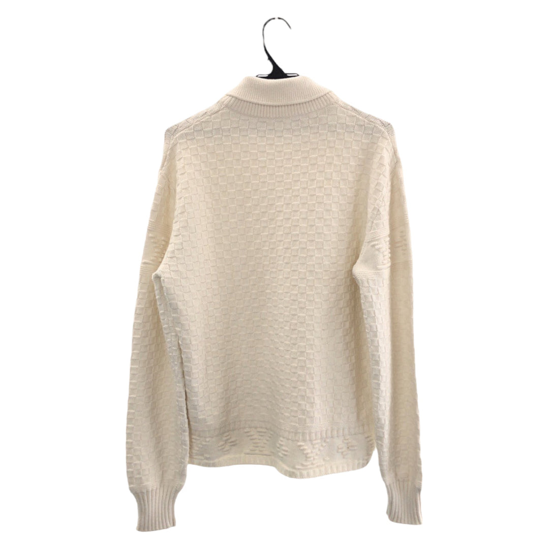 LOUIS VUITTON knit Nylon, Rayon, Wool white Knit sweater Damier mens S Used Authentic