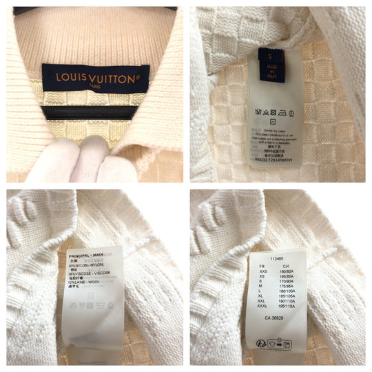 LOUIS VUITTON knit Nylon, Rayon, Wool white Knit sweater Damier mens S Used Authentic