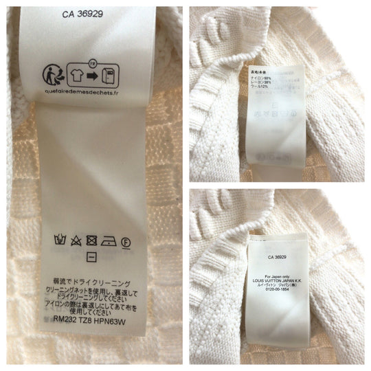 LOUIS VUITTON knit Nylon, Rayon, Wool white Knit sweater Damier mens S Used Authentic