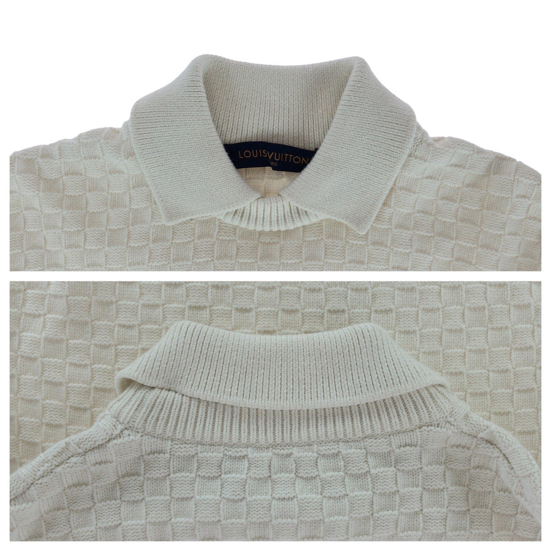 LOUIS VUITTON knit Nylon, Rayon, Wool white Knit sweater Damier mens S Used Authentic