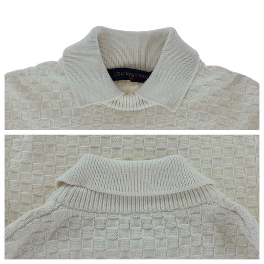 LOUIS VUITTON knit Nylon, Rayon, Wool white Knit sweater Damier mens S Used Authentic